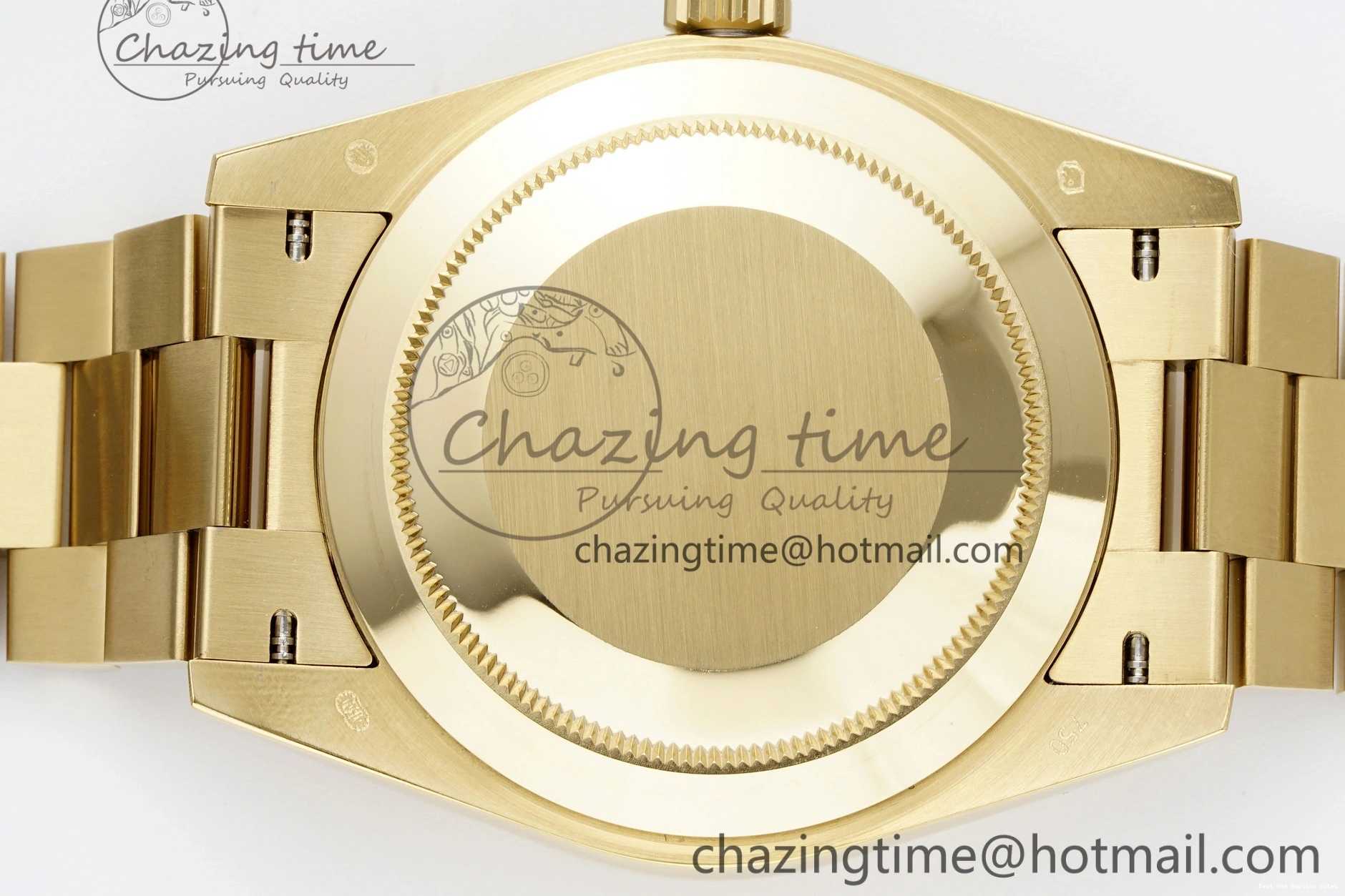 AAA Replica Watches 904L A2836 Green Gain Bracelet EasyMatch YG on V Roman 40 JDF DayDate Dial Markers Weight Steel 1822 President 0109